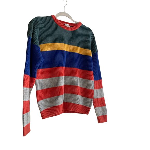 Kids Hanna Anderson Red Green Striped Cotton Knit Kidcore Colorful Sweater Sz 12 - Picture 4 of 16